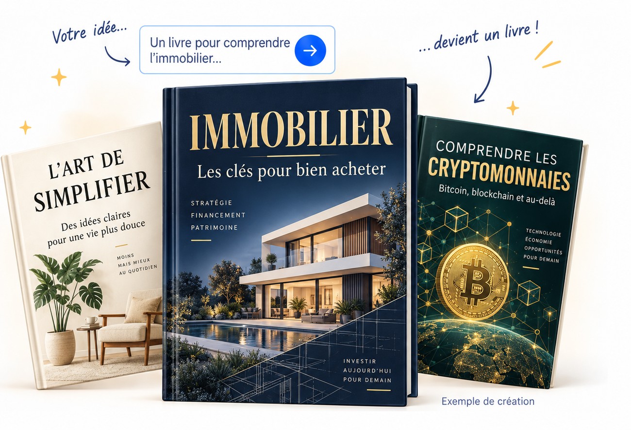 Votre idée devient un livre : exemples de couvertures créées avec 999 Books